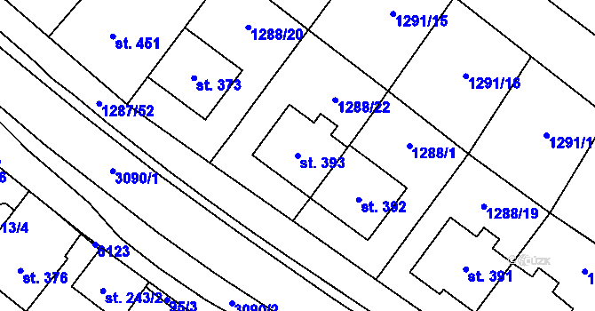 Parcela st. 393 v KÚ Drslavice, Katastrální mapa