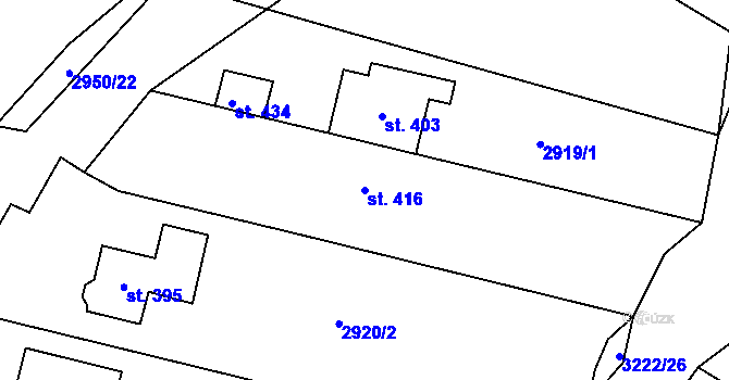 Parcela st. 416 v KÚ Drslavice, Katastrální mapa