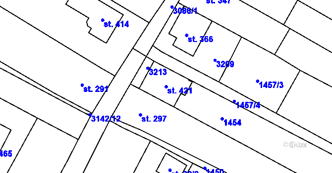 Parcela st. 421 v KÚ Drslavice, Katastrální mapa
