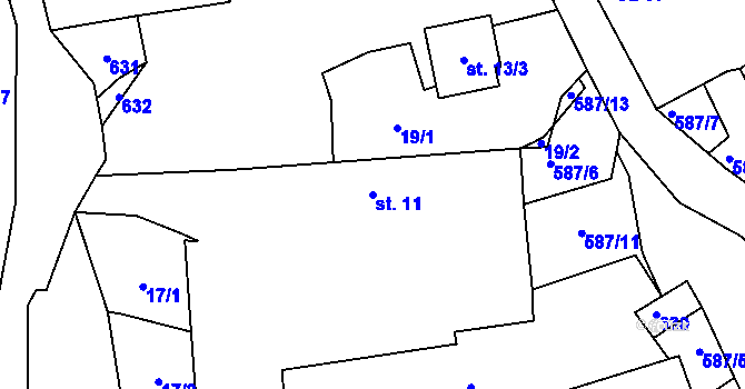 Parcela st. 11 v KÚ Druhanov, Katastrální mapa