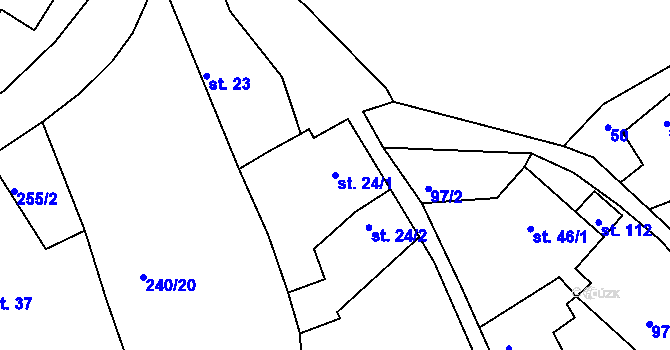 Parcela st. 24/1 v KÚ Druhanov, Katastrální mapa