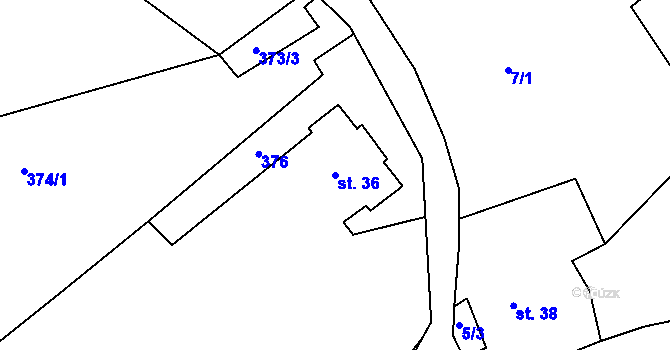Parcela st. 36 v KÚ Druhanov, Katastrální mapa