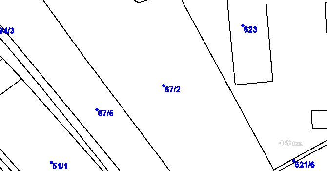 Parcela st. 67/2 v KÚ Druhanov, Katastrální mapa