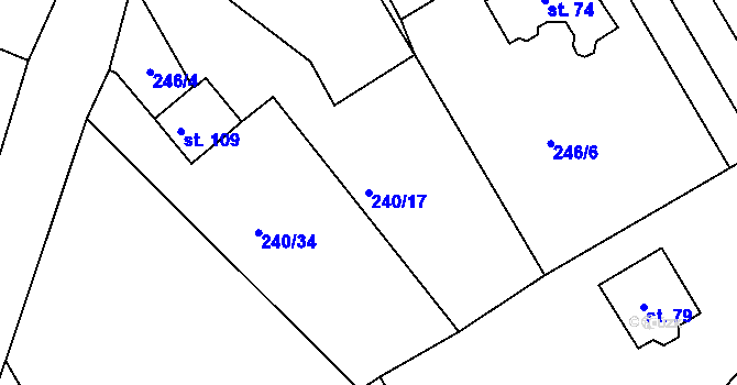 Parcela st. 240/17 v KÚ Druhanov, Katastrální mapa