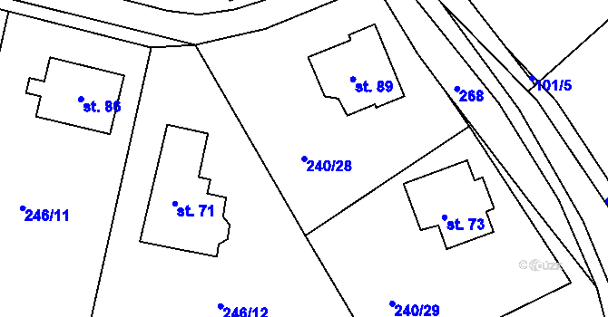 Parcela st. 240/28 v KÚ Druhanov, Katastrální mapa