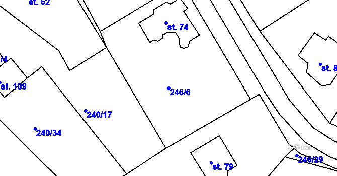 Parcela st. 246/6 v KÚ Druhanov, Katastrální mapa