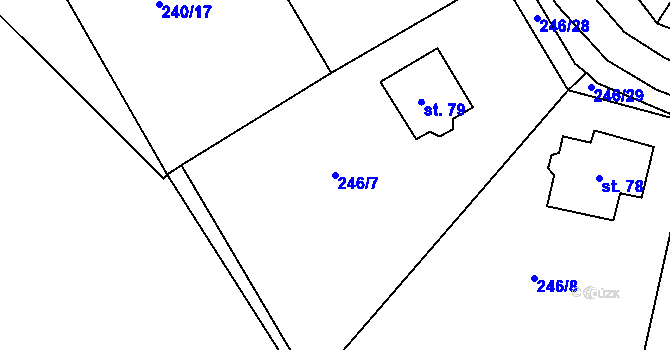 Parcela st. 246/7 v KÚ Druhanov, Katastrální mapa