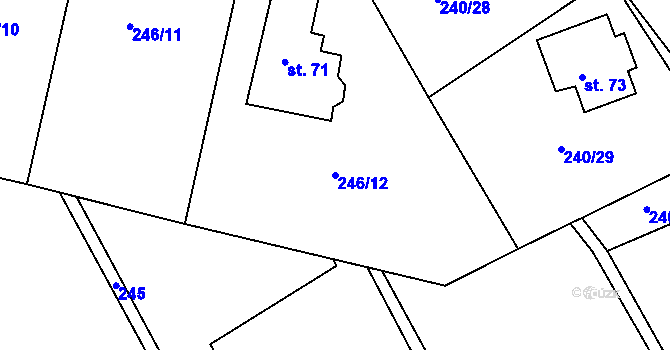Parcela st. 246/12 v KÚ Druhanov, Katastrální mapa