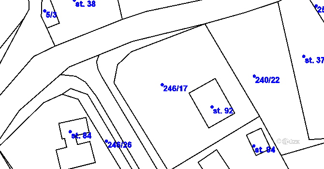 Parcela st. 246/17 v KÚ Druhanov, Katastrální mapa