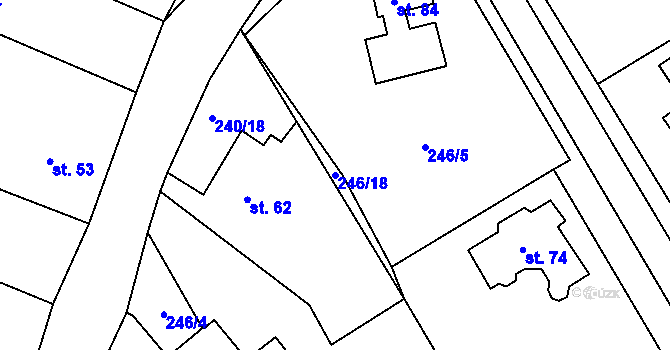 Parcela st. 246/18 v KÚ Druhanov, Katastrální mapa