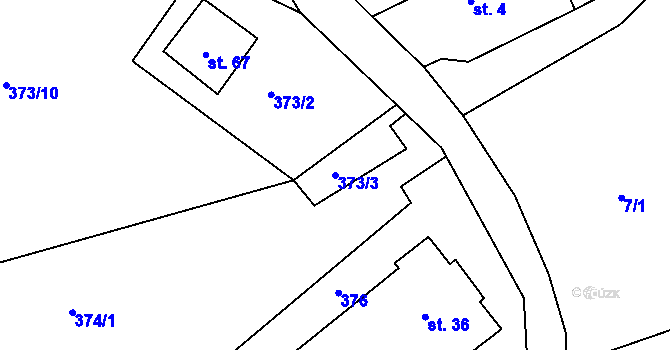 Parcela st. 373/3 v KÚ Druhanov, Katastrální mapa
