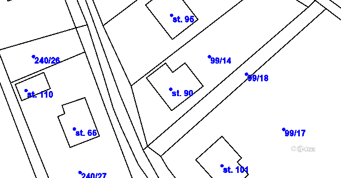 Parcela st. 90 v KÚ Druhanov, Katastrální mapa