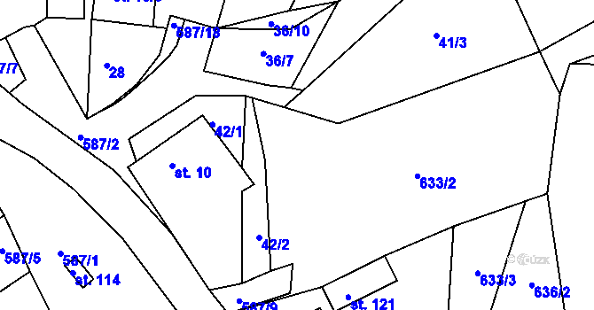 Parcela st. 41/1 v KÚ Druhanov, Katastrální mapa