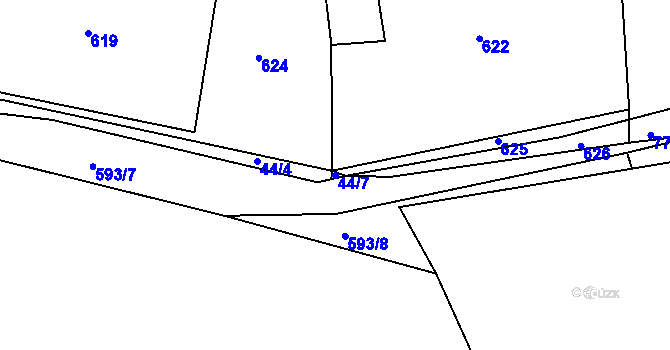 Parcela st. 44/7 v KÚ Druhanov, Katastrální mapa