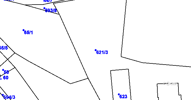 Parcela st. 621/3 v KÚ Druhanov, Katastrální mapa