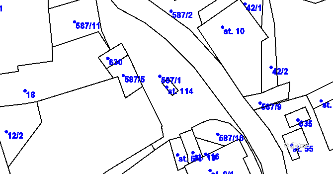 Parcela st. 114 v KÚ Druhanov, Katastrální mapa