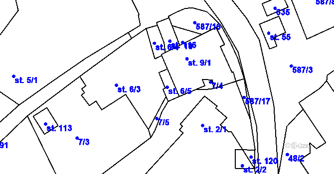 Parcela st. 6/5 v KÚ Druhanov, Katastrální mapa