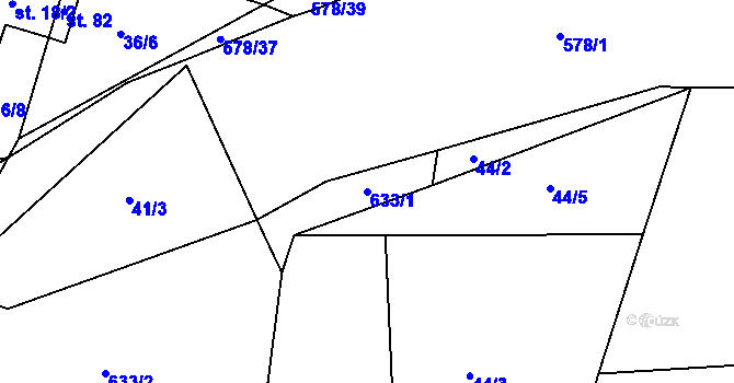 Parcela st. 633/1 v KÚ Druhanov, Katastrální mapa