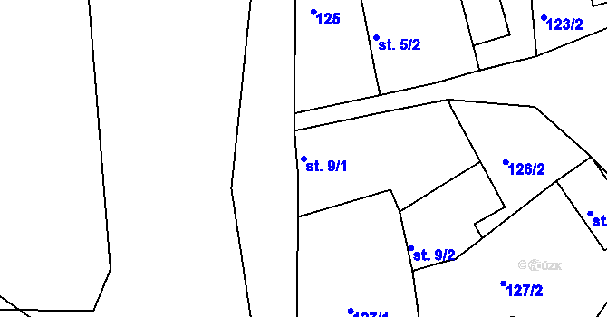 Parcela st. 9/1 v KÚ Drunče, Katastrální mapa