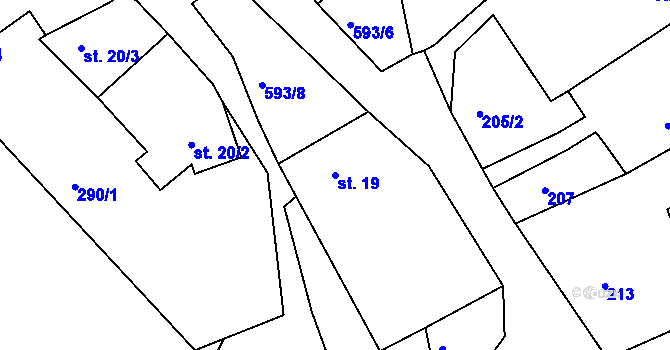 Parcela st. 19 v KÚ Drunče, Katastrální mapa