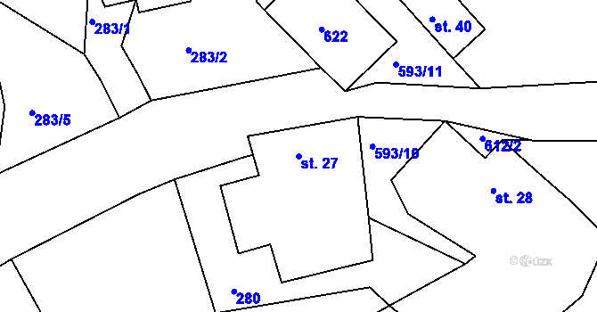 Parcela st. 27 v KÚ Drunče, Katastrální mapa