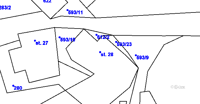 Parcela st. 28 v KÚ Drunče, Katastrální mapa