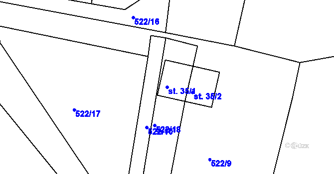Parcela st. 35/1 v KÚ Drunče, Katastrální mapa
