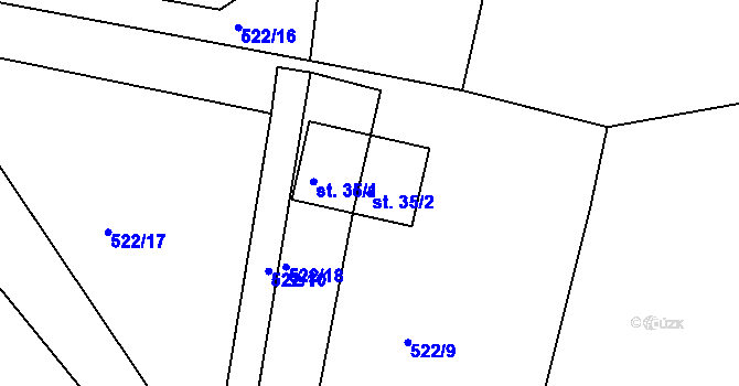 Parcela st. 35/2 v KÚ Drunče, Katastrální mapa