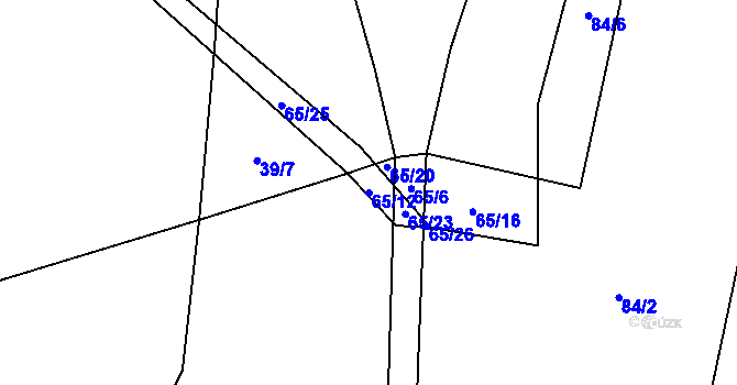 Parcela st. 65/12 v KÚ Drunče, Katastrální mapa