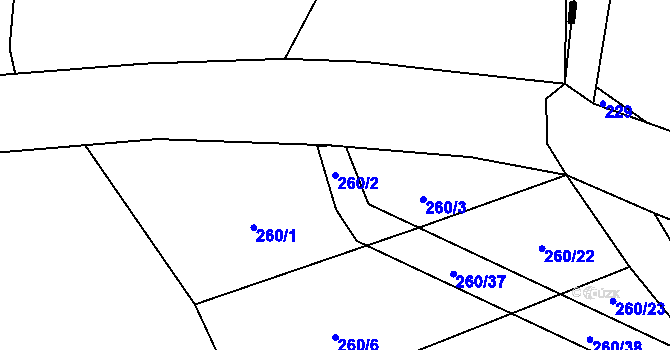 Parcela st. 260/2 v KÚ Drunče, Katastrální mapa