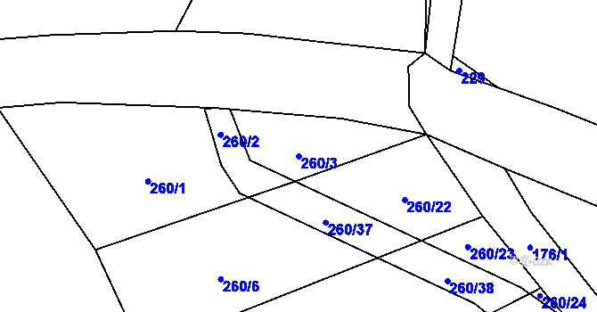 Parcela st. 260/3 v KÚ Drunče, Katastrální mapa