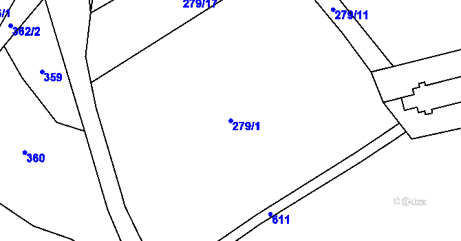Parcela st. 279/1 v KÚ Drunče, Katastrální mapa