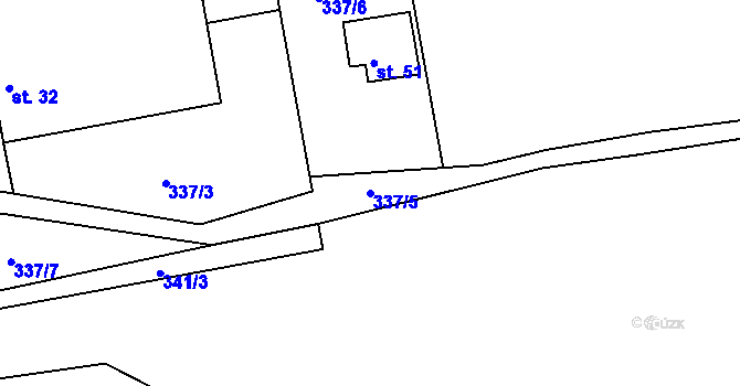 Parcela st. 337/5 v KÚ Drunče, Katastrální mapa