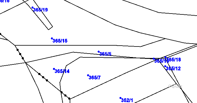 Parcela st. 365/5 v KÚ Drunče, Katastrální mapa