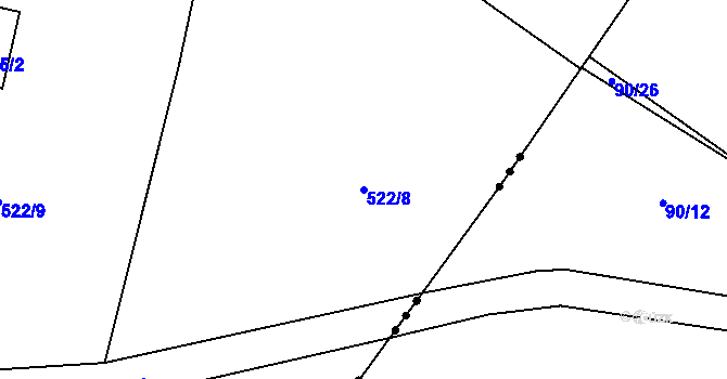 Parcela st. 522/8 v KÚ Drunče, Katastrální mapa