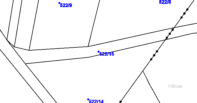 Parcela st. 522/15 v KÚ Drunče, Katastrální mapa