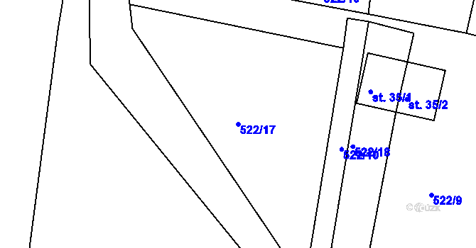 Parcela st. 522/17 v KÚ Drunče, Katastrální mapa