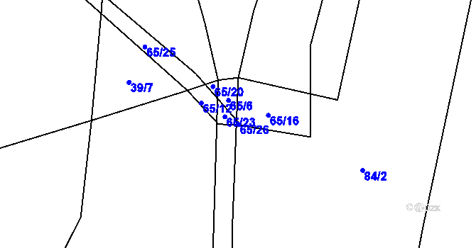 Parcela st. 65/26 v KÚ Drunče, Katastrální mapa