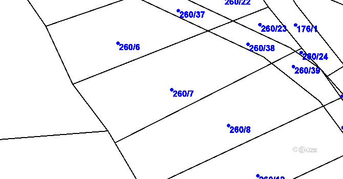 Parcela st. 260/7 v KÚ Drunče, Katastrální mapa