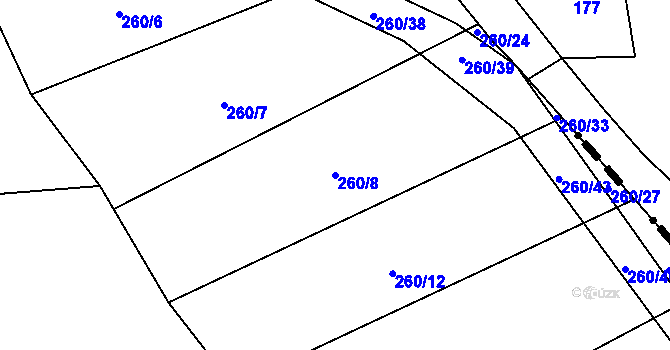 Parcela st. 260/8 v KÚ Drunče, Katastrální mapa