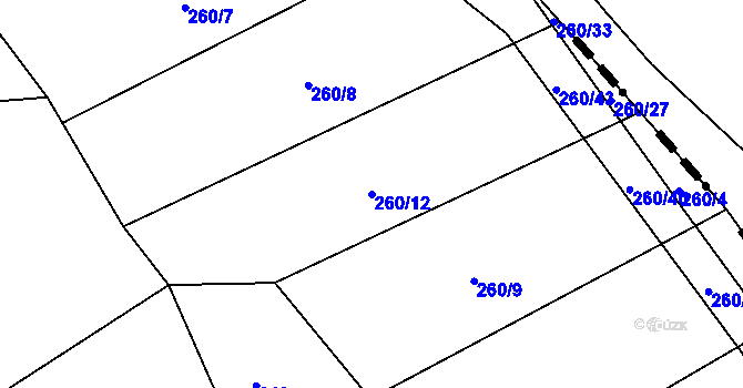 Parcela st. 260/12 v KÚ Drunče, Katastrální mapa