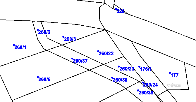 Parcela st. 260/22 v KÚ Drunče, Katastrální mapa