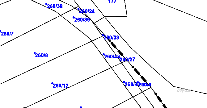 Parcela st. 260/43 v KÚ Drunče, Katastrální mapa
