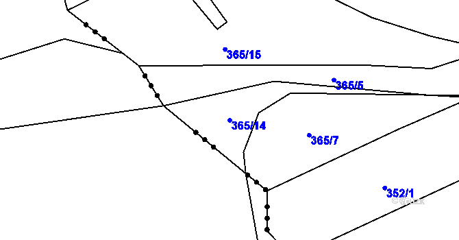 Parcela st. 365/14 v KÚ Drunče, Katastrální mapa
