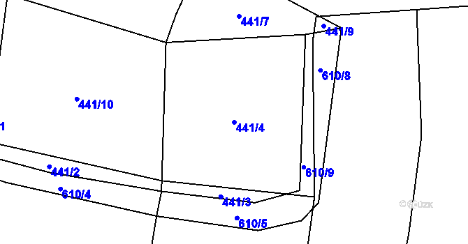 Parcela st. 441/4 v KÚ Drunče, Katastrální mapa