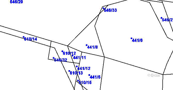 Parcela st. 441/8 v KÚ Drunče, Katastrální mapa