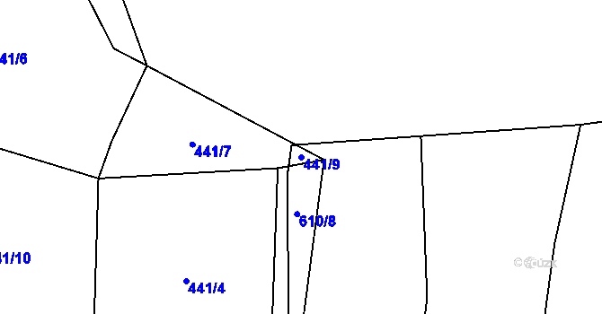 Parcela st. 441/9 v KÚ Drunče, Katastrální mapa