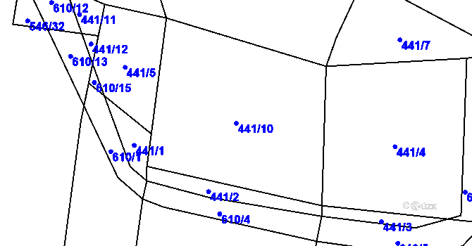 Parcela st. 441/10 v KÚ Drunče, Katastrální mapa