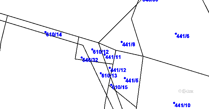 Parcela st. 441/11 v KÚ Drunče, Katastrální mapa
