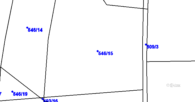 Parcela st. 546/15 v KÚ Drunče, Katastrální mapa